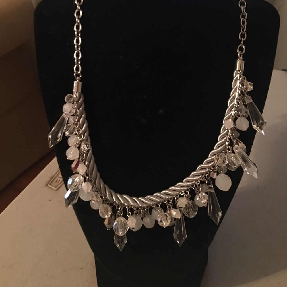 Silver and rope necklace